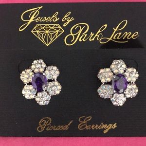 Purple Aurora Borealis Sparkly Flower Earrings